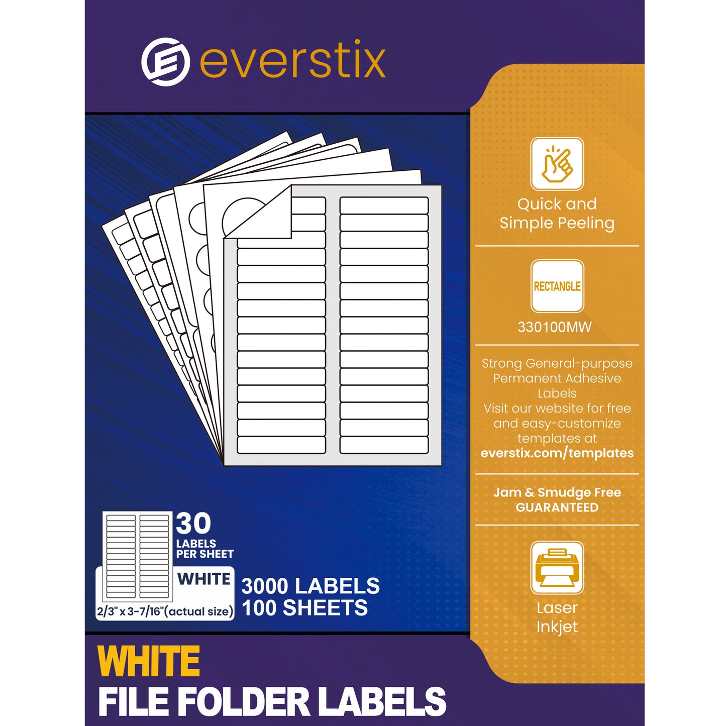 File Folder Labels, 2/3" x 3-7/16"