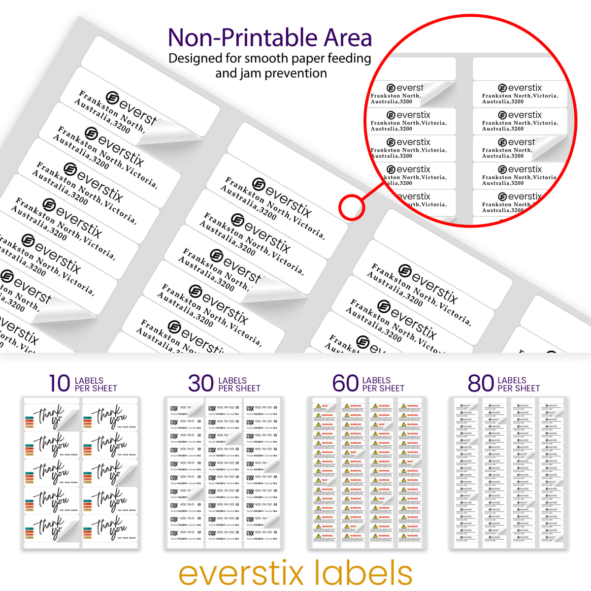 Everstix Template: 1/2" x 1-3/4", 80 Labels/Sheet (Fits 180025MWA, 80100MWR)