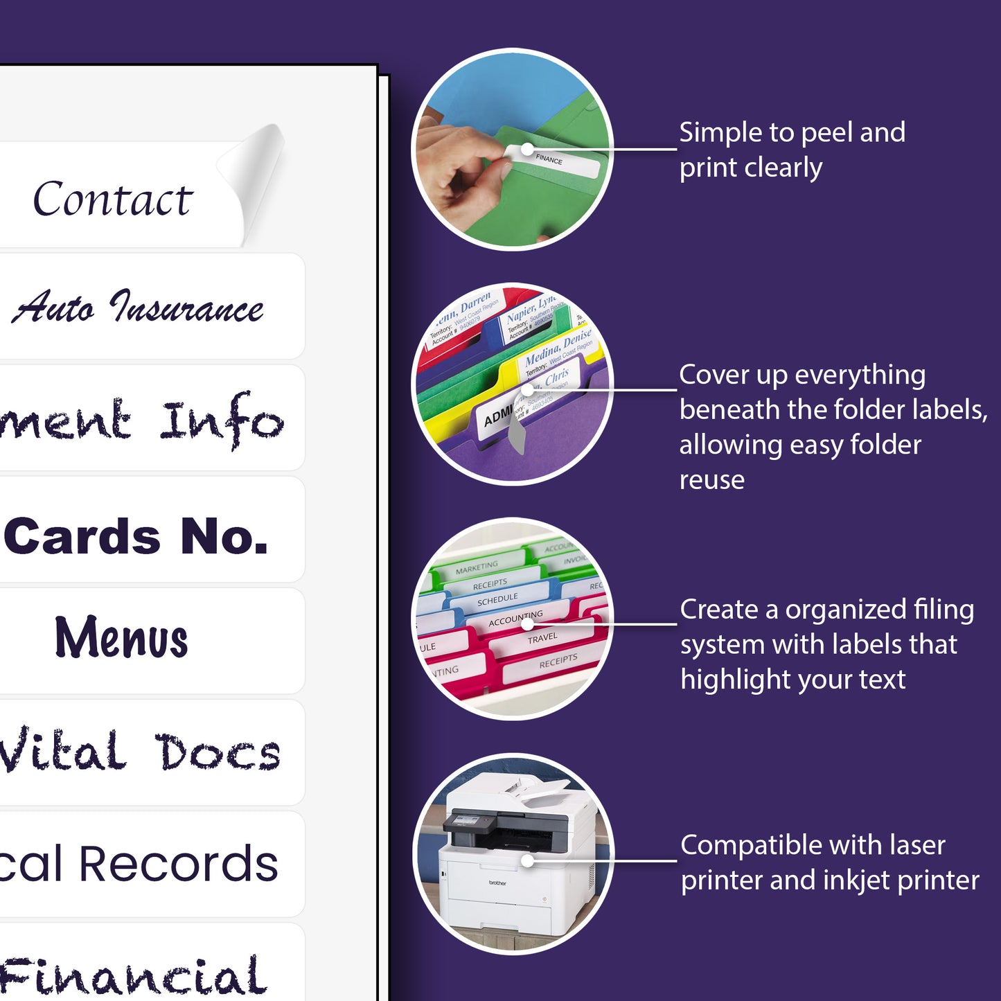 File Folder Labels, 2/3" x 3-7/16"