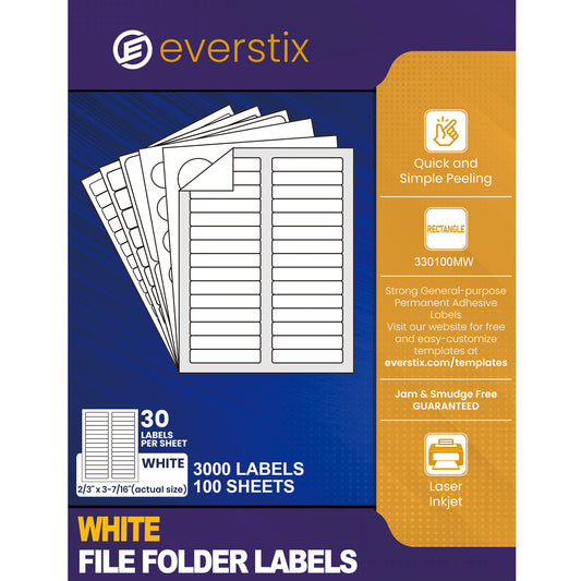 File Folder Labels, 2/3" x 3-7/16"